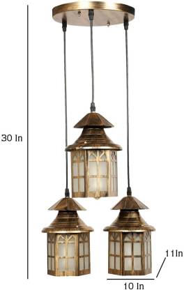 Gold Toned Frost Glass Cluster Pendant Lamp - ArtyCraftz