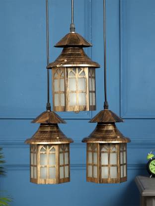 Gold Toned Frost Glass Cluster Pendant Lamp - ArtyCraftz