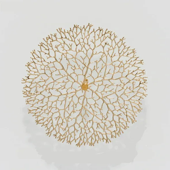 Golden Aluminium 5 Corals with 7 Fishes Wall Art - ArtyCraftz