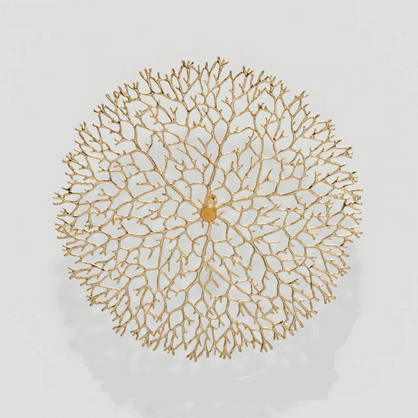 Golden Aluminium 5 Corals with 7 Fishes Wall Art - ArtyCraftz