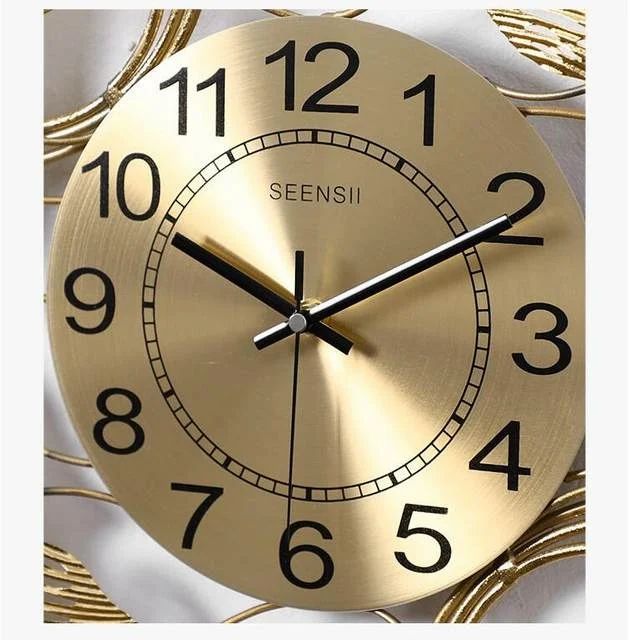 Golden Color Large Flower Metal Wall Clock - ArtyCraftz