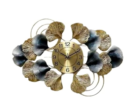Golden Color Large Flower Metal Wall Clock - ArtyCraftz
