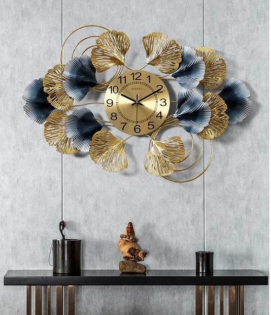 Golden Color Large Flower Metal Wall Clock - ArtyCraftz
