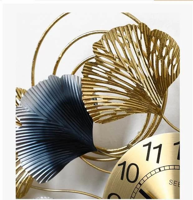 Golden Color Large Flower Metal Wall Clock - ArtyCraftz