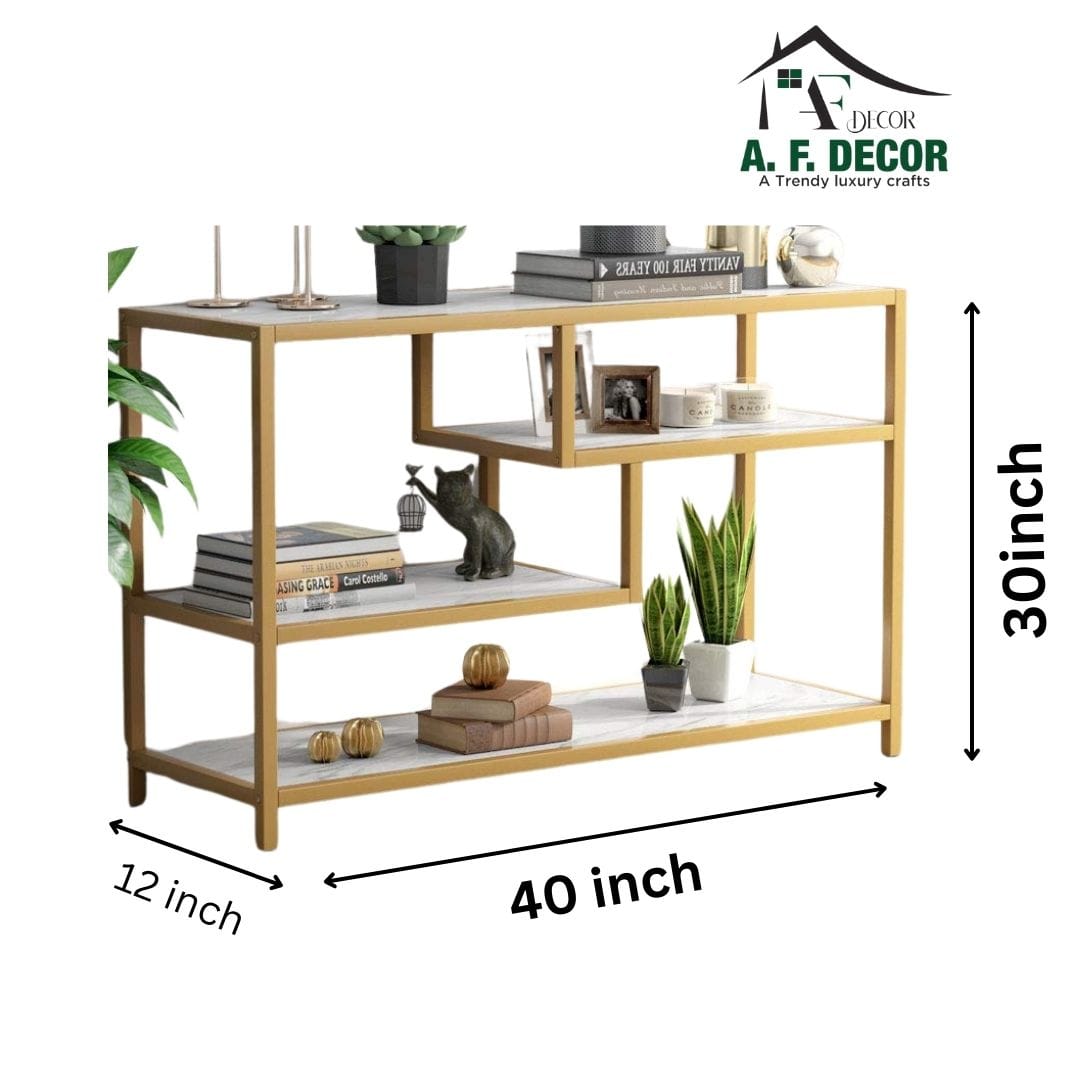 Golden Finish Console Table with Marble Top - ArtyCraftz