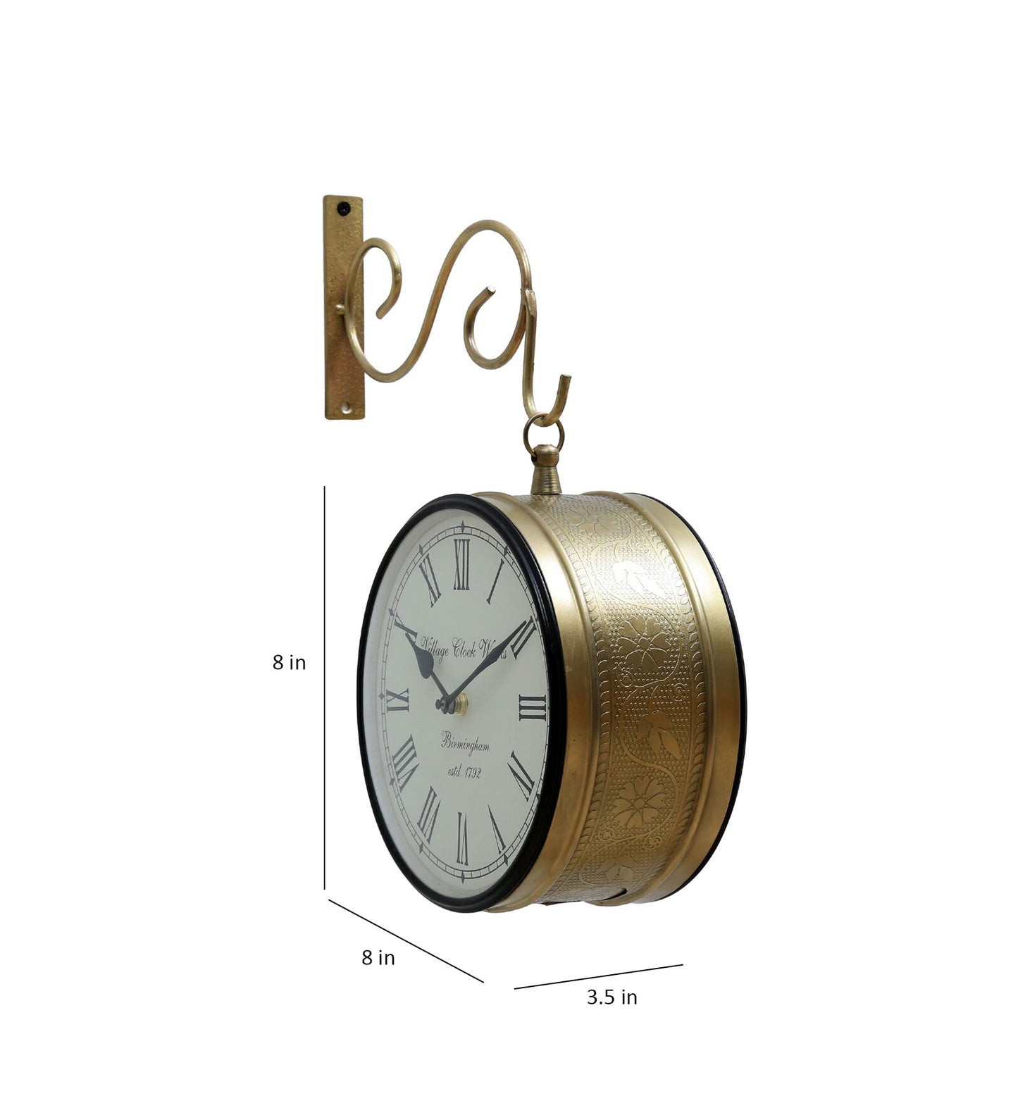Arrowhead Gold Brass Analog Railway Clock