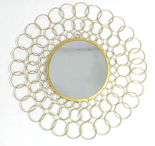 Golden Metal interlocked Circle wall Mirror - ArtyCraftz