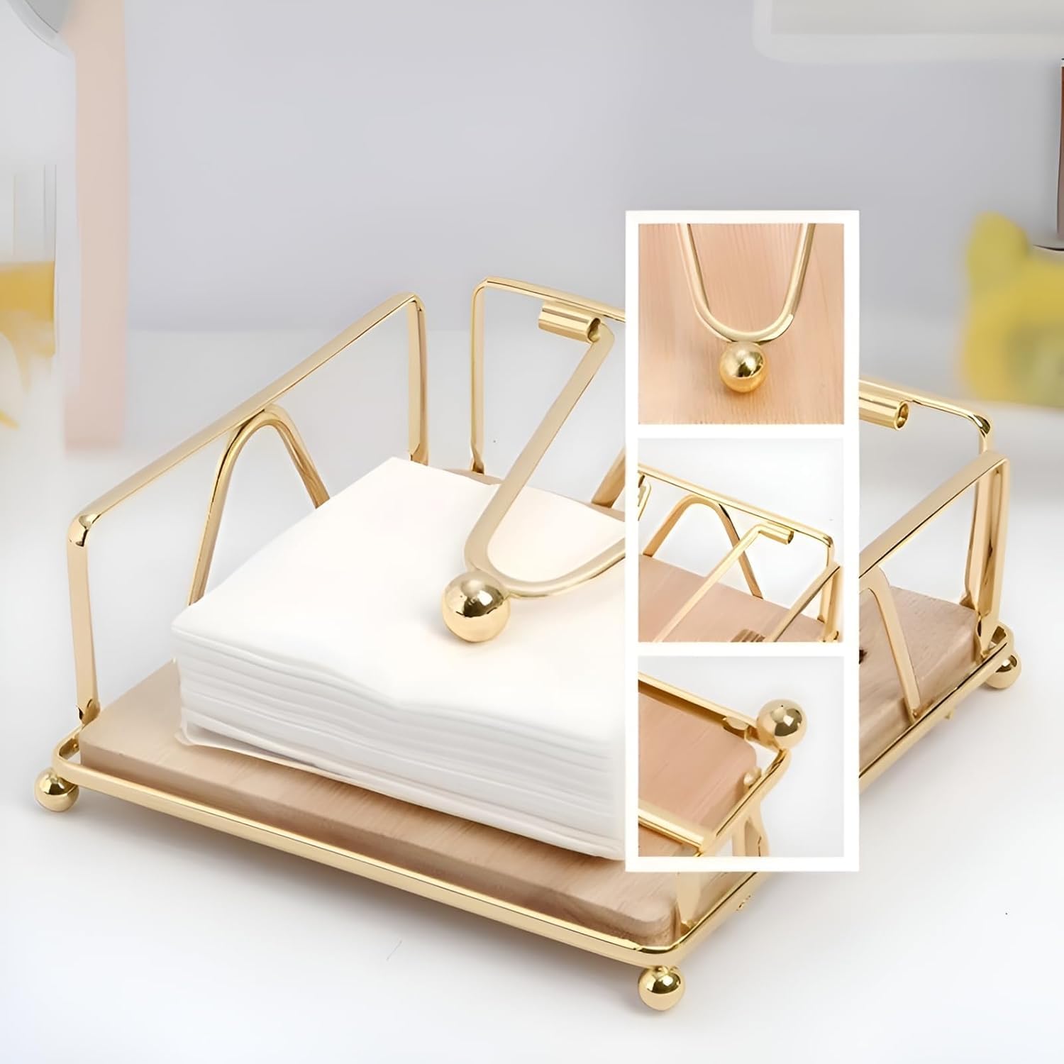 Golden Square Metal Napkin Holder - ArtyCraftz