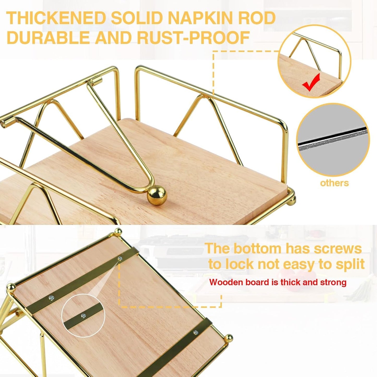 Golden Square Metal Napkin Holder - ArtyCraftz