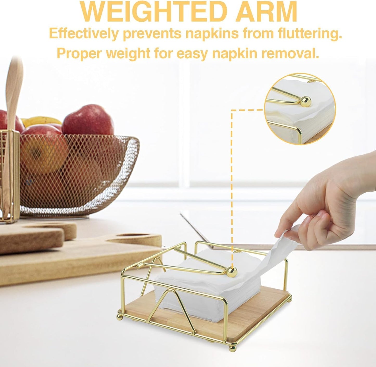 Golden Square Metal Napkin Holder - ArtyCraftz