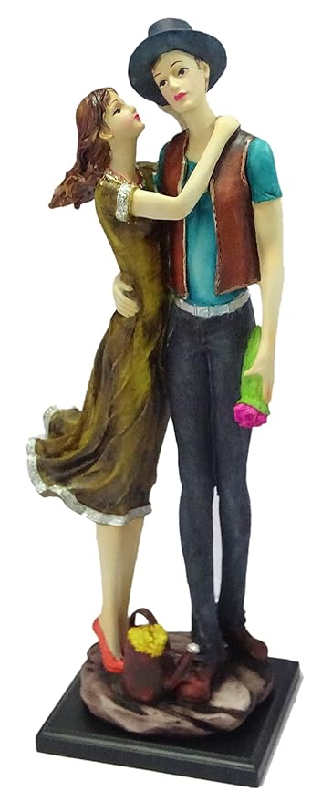 Green and Brown Color Resin Love Couple Statue Showpiece - ArtyCraftz