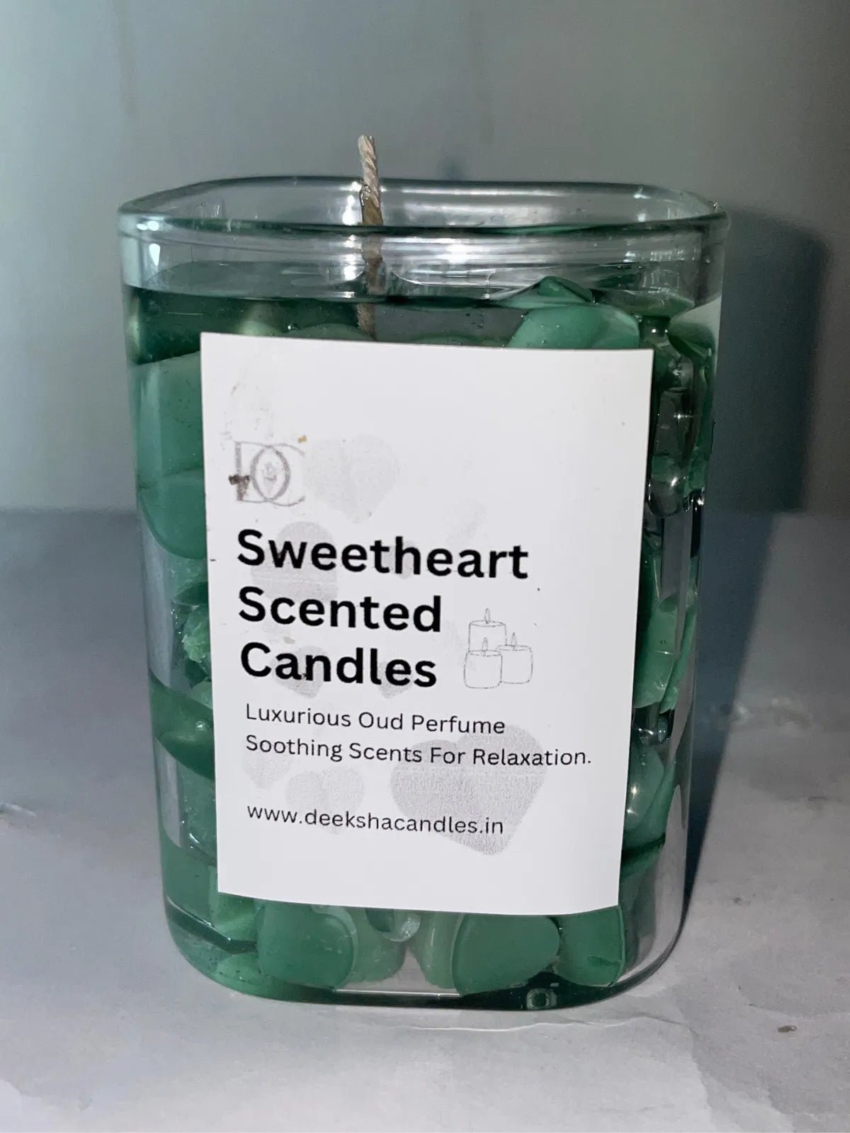 Green Sweetheart Lovely Scented Candle - ArtyCraftz