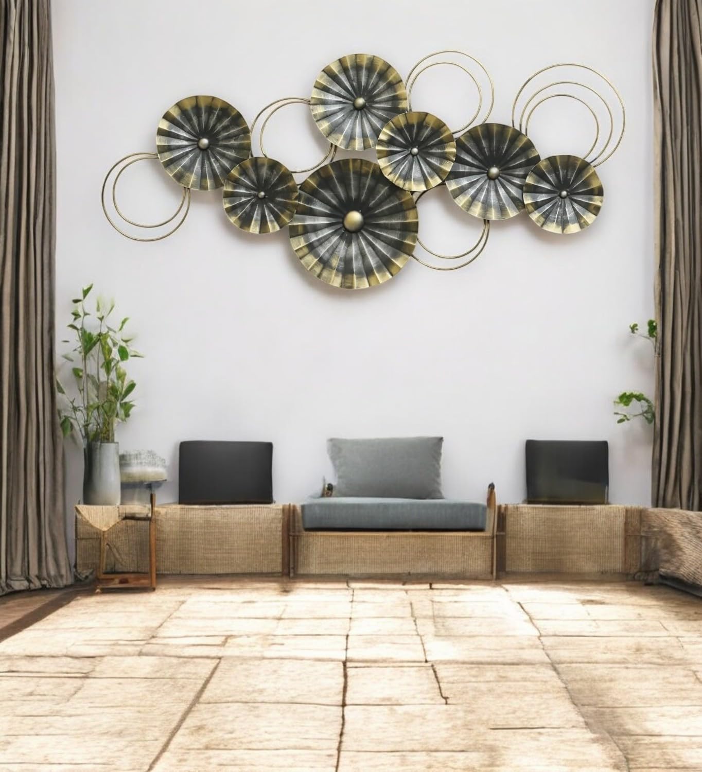 Grey and Golden Polo Flowers Wall Art - ArtyCraftz