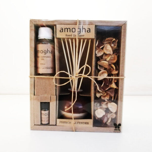 Reed Diffuser Fragrance Gift Set (One Stoneware Pot,8 reed Sticks,60ml Reed Diffuser Oil,50gm of Potpourri & 5ml Potpourri Refresher Oil)