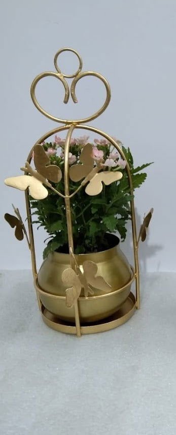 Handcrafted Brass Vase Round Golden Vase Gold Color for Table Vase and Home Decor ,Living Room - ArtyCraftz