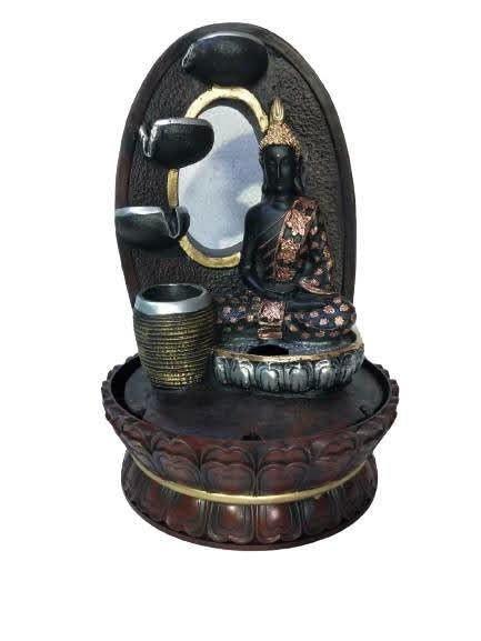 Handcrafted Buddha Statue Indoor Water Fountain for Home Decor 18 Inches Black Color - ArtyCraftz