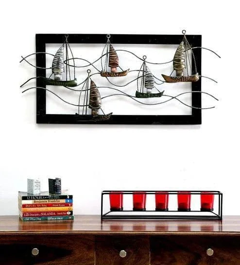 Handcrafted Metal 4 Ships Frame Wall Decor - ArtyCraftz