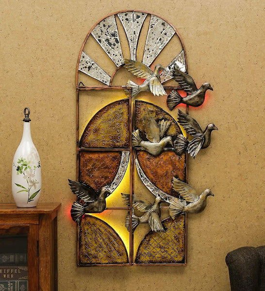 Handcrafted Metal Birds with Window for Wall Decor - ArtyCraftz