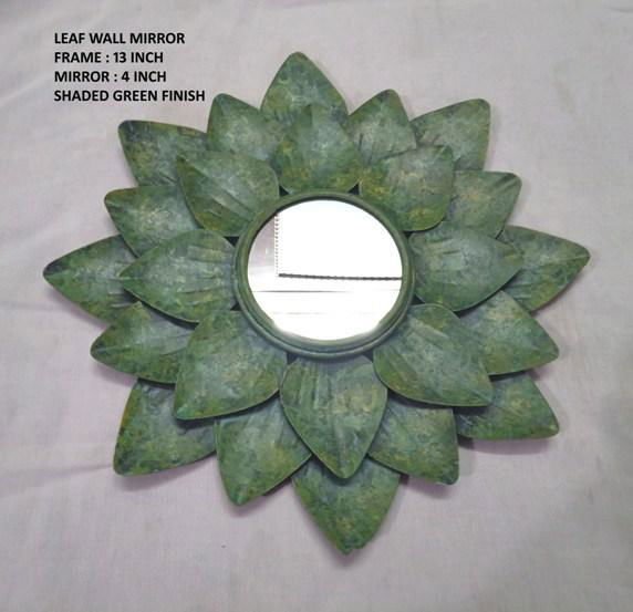 Handcrafted Metal Leaf Mirror for Wall Decor 13 Inches - ArtyCraftz