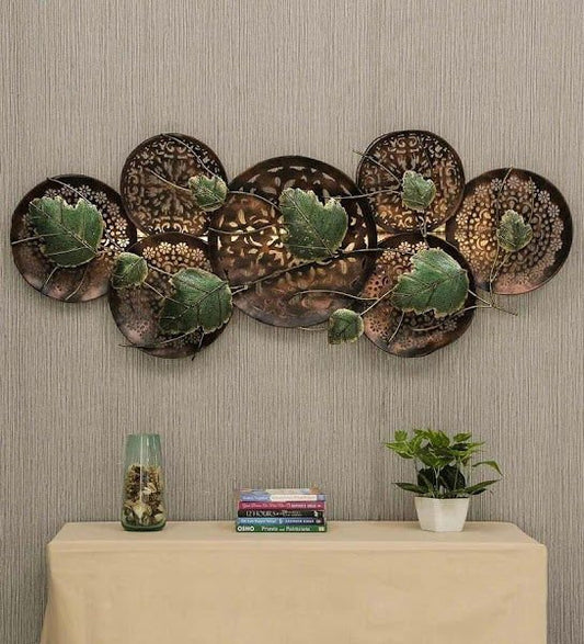 Handcrafted Metal Leaf Round Led Wall Decor - ArtyCraftz
