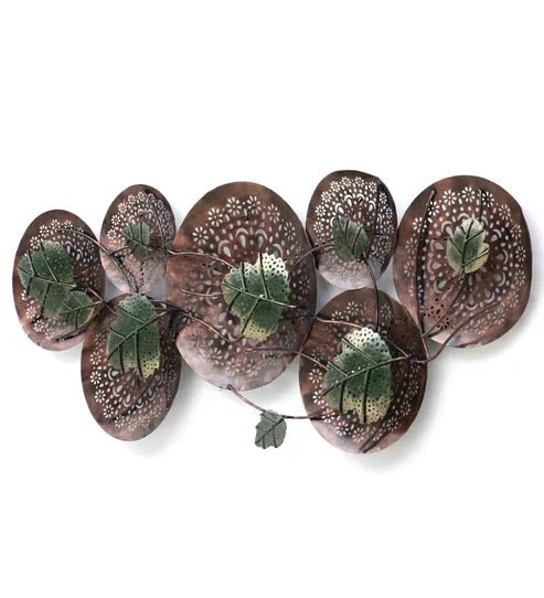 Handcrafted Metal Leaf Round Led Wall Decor - ArtyCraftz