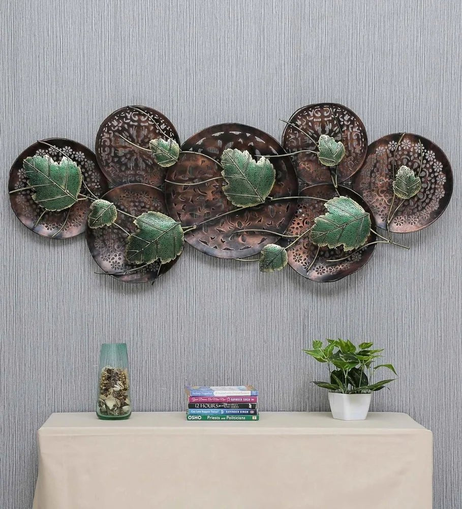 Handcrafted Metal Leaf Round Led Wall Decor - ArtyCraftz