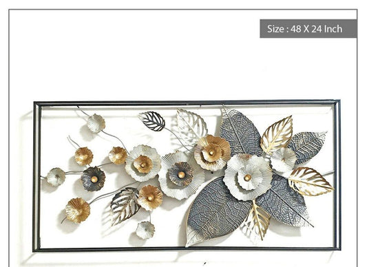 Handcrafted Metal Leaves Flower Frame Wall Decor - ArtyCraftz