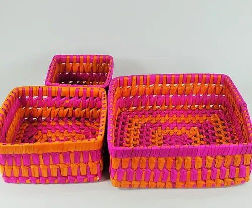 Handcrafted Palm Leaf 3 - in - 1 Square Tray - ArtyCraftz