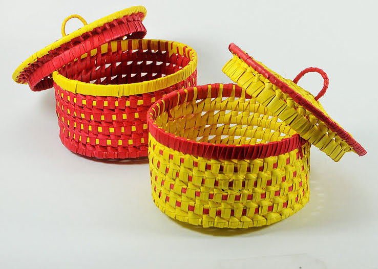 Handcrafted Palm Leaf Chocolate Box (2 pieces) Red Color - ArtyCraftz