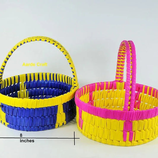 Handcrafted Palm Leaf Pooja Basket (2 pieces) - ArtyCraftz