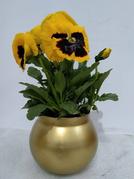 Handcrafted Vase Round Golden Vase Gold Color for Table Vase Home Decor and Living Room - ArtyCraftz