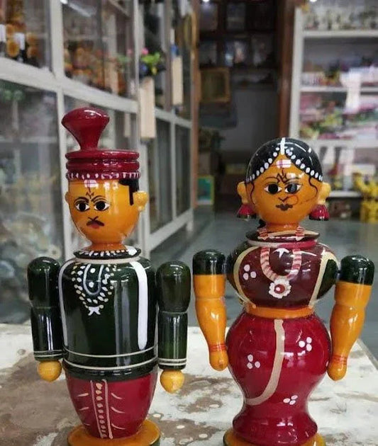 Handcrafted Wooden pair Dolls for Home Decor - ArtyCraftz