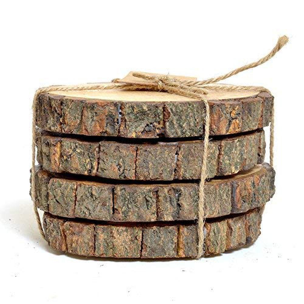 Set of four natural cork coasters tied together with twine