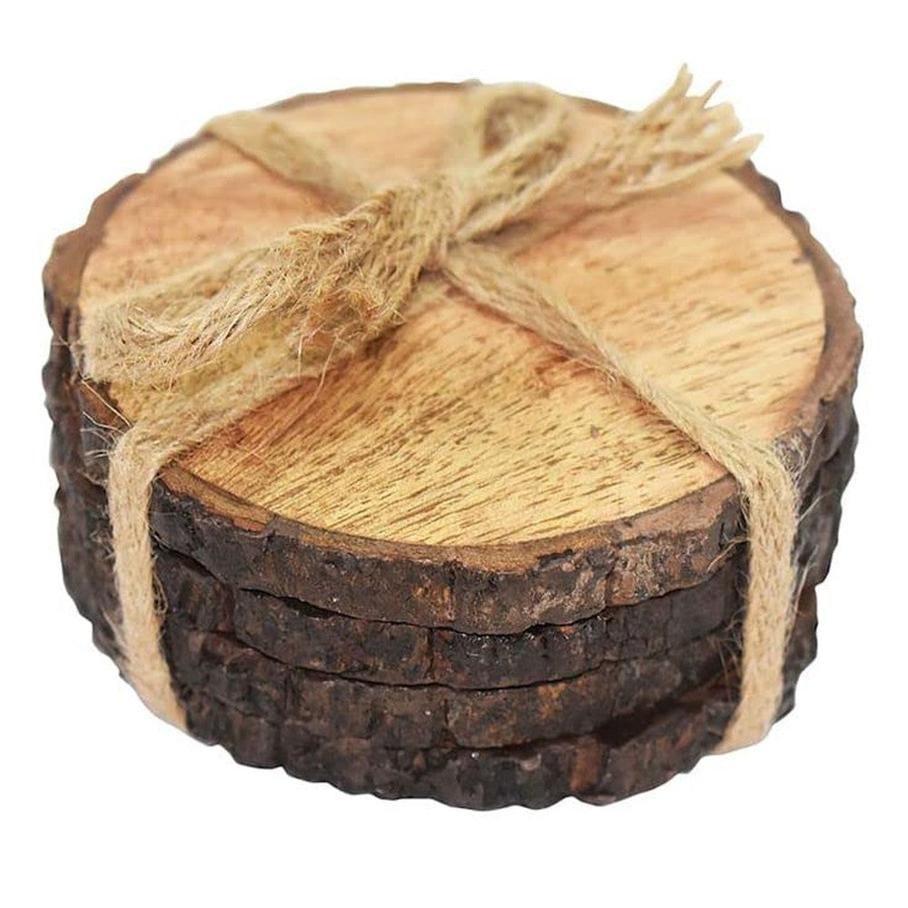 Set of wooden coasters tied with twine