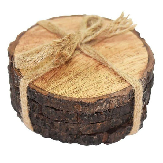 Set of wooden coasters tied with twine