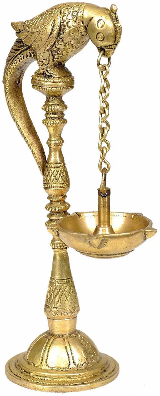 handcrafted brass peacock hanging oil lamp 7.5 inch-ArtyCraftz.com