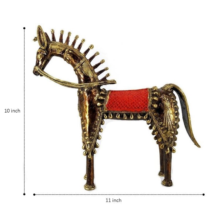 Handmade Brass Dhokra Ornamental Horse - ArtyCraftz