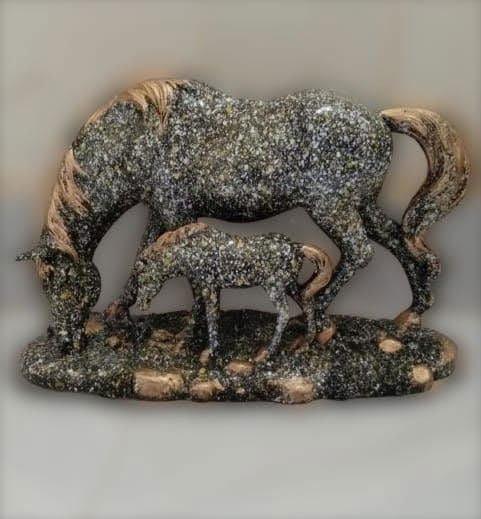 Handmade Horse Statue with Baby Horse Animal Figurines Home Decor Gifts Item Decorative Showpece for Home & Living Room 10*10 Inches Black Color - ArtyCraftz