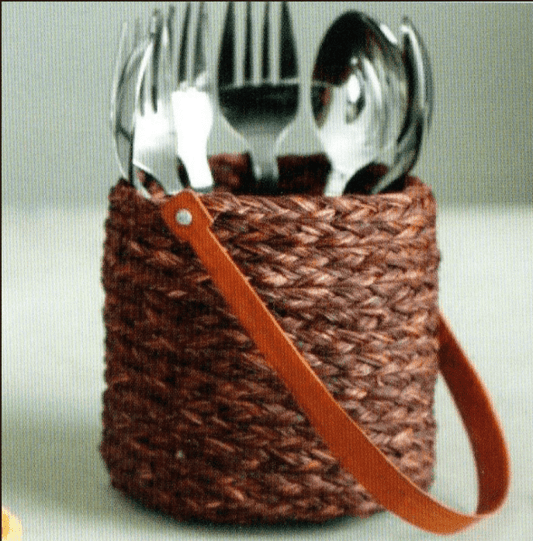 Handmade Sabai Grass Round Cutlery Holder / Penstand 4 X 4 Inched - ArtyCraftz