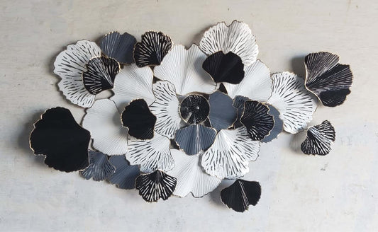 Handmade White & Grey Metal Flower Design Wall Decor - ArtyCraftz