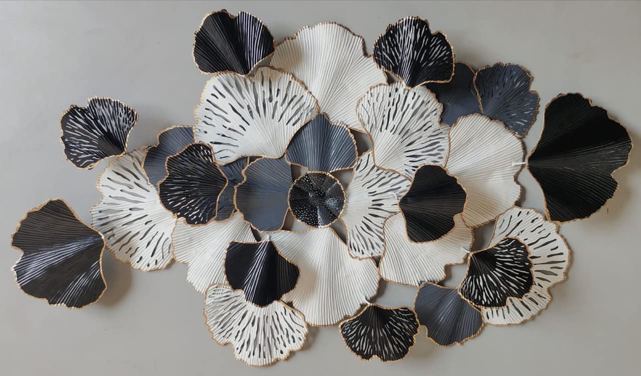 Handmade White & Grey Metal Flower Design Wall Decor - ArtyCraftz