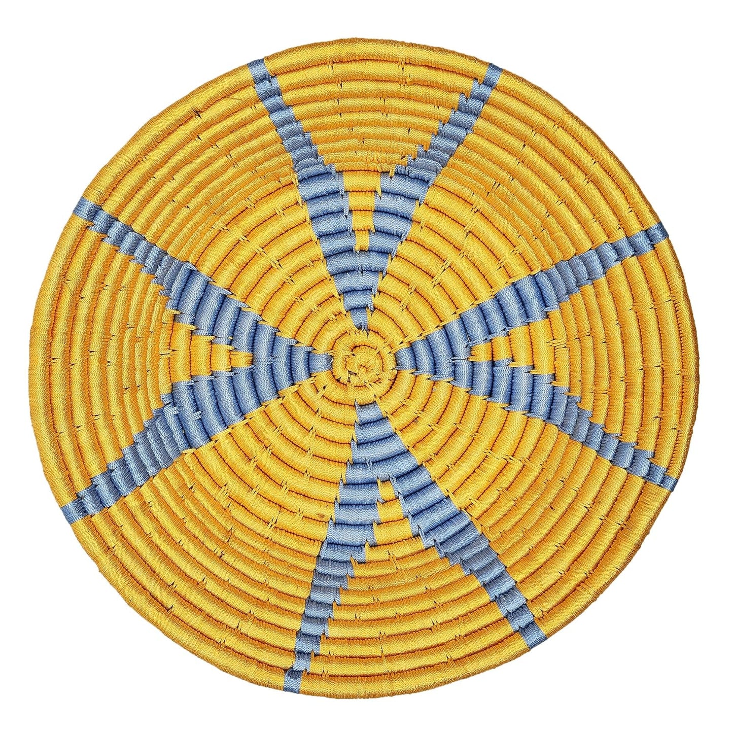 Handwoven Bright Yellow and Blue Sabai Grass Wall Plate - ArtyCraftz