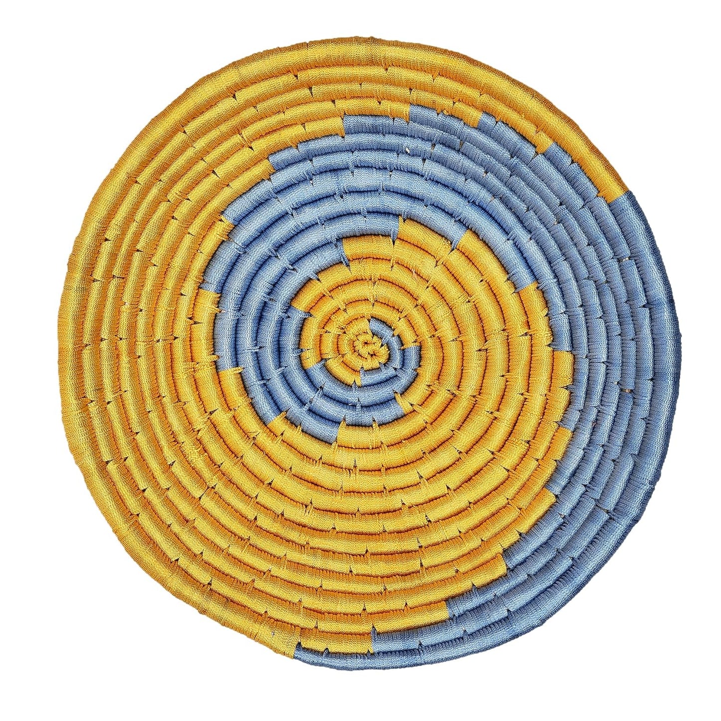 Handwoven Bright Yellow and Blue Sabai Grass Wall Plate - ArtyCraftz