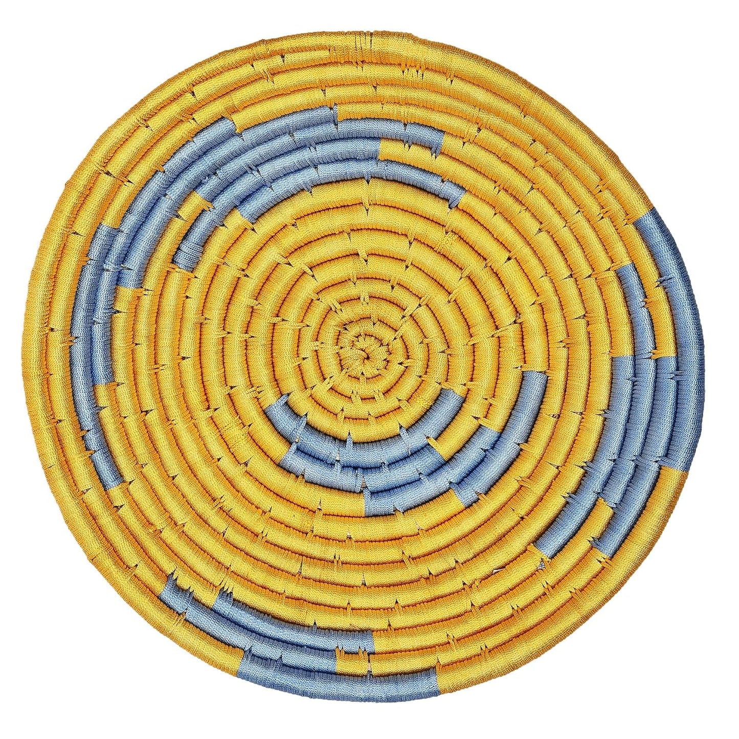 Handwoven Bright Yellow and Blue Sabai Grass Wall Plate - ArtyCraftz