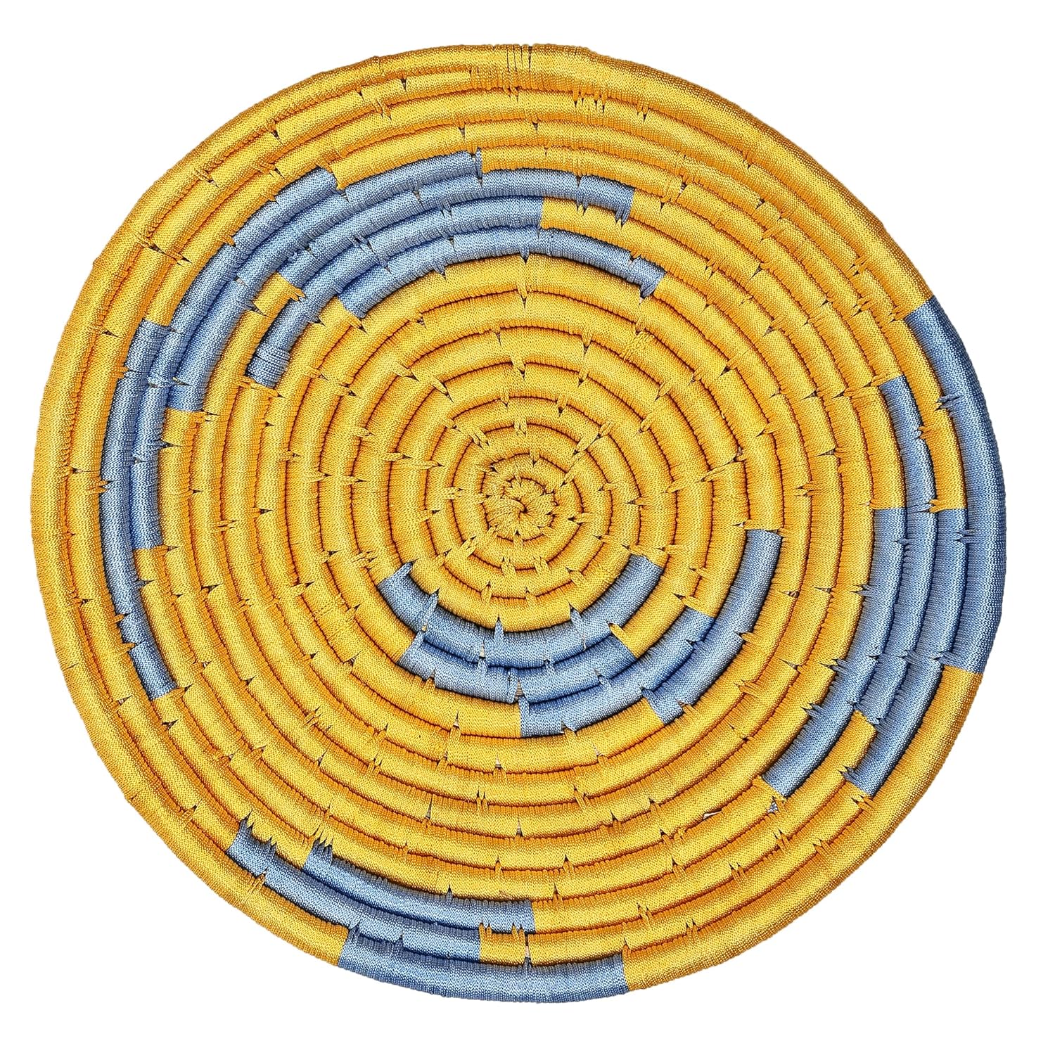 Handwoven Bright Yellow and Blue Sabai Grass Wall Plate - ArtyCraftz