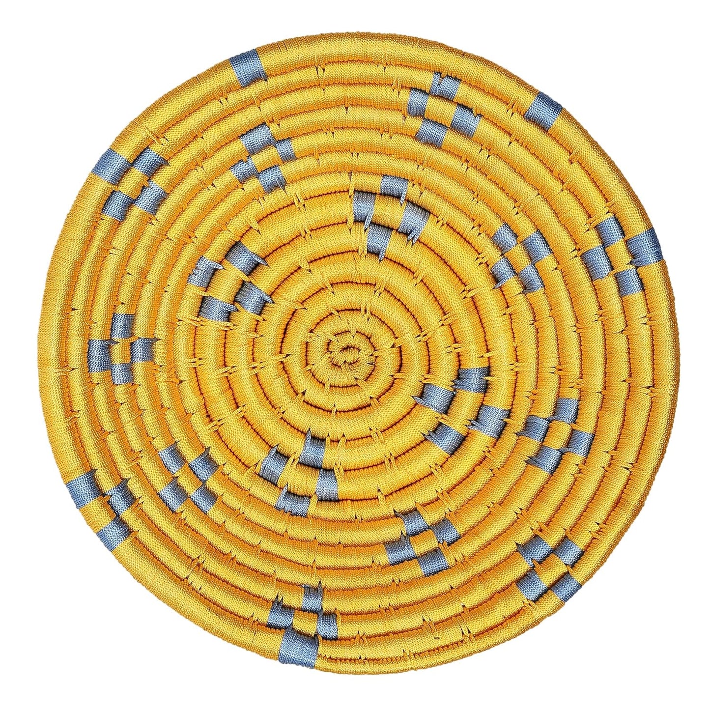 Handwoven Bright Yellow and Blue Sabai Grass Wall Plate - ArtyCraftz