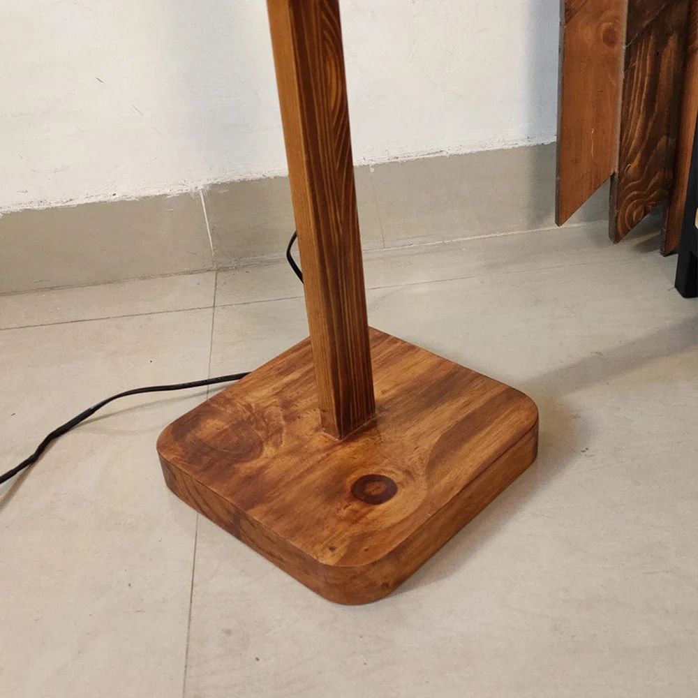 HexSpot Wooden Floor Lamp with Brown Base