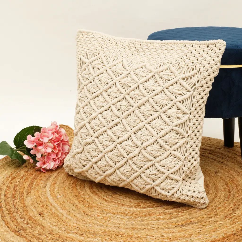 Window Diamond Knot Macrame Cushion Cover-ArtyCraftz.com