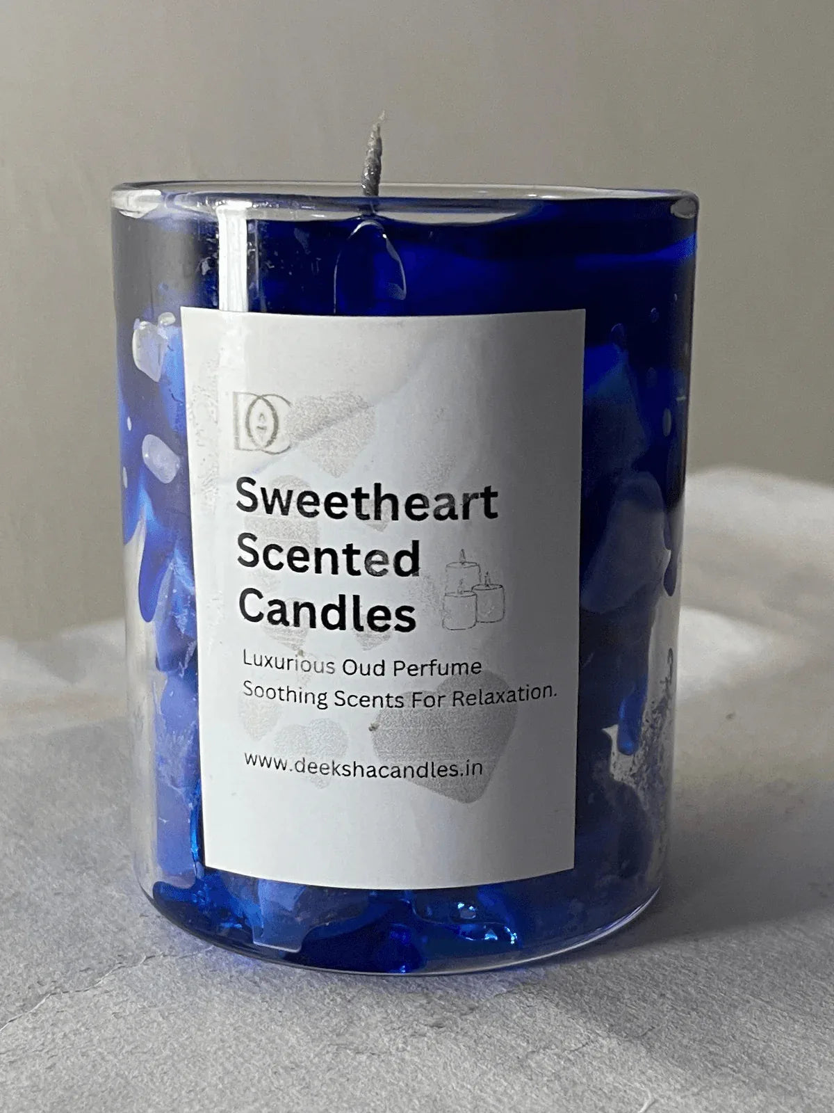 Iced Blue Sweetheart Jelly Smooth Oud Aroma Scented Candle - ArtyCraftz