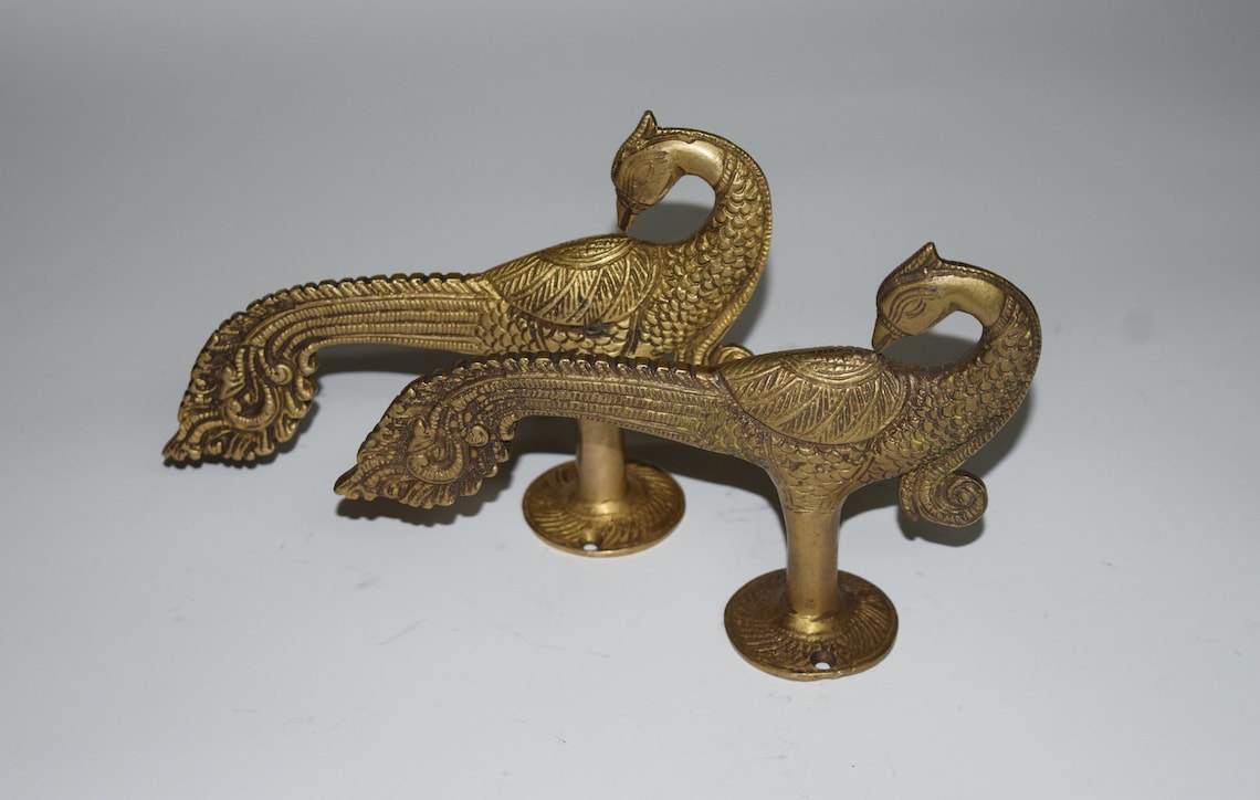 Brass Peacock 7.5 Inches Door Handle – Traditional Handcrafted Main Door Pull